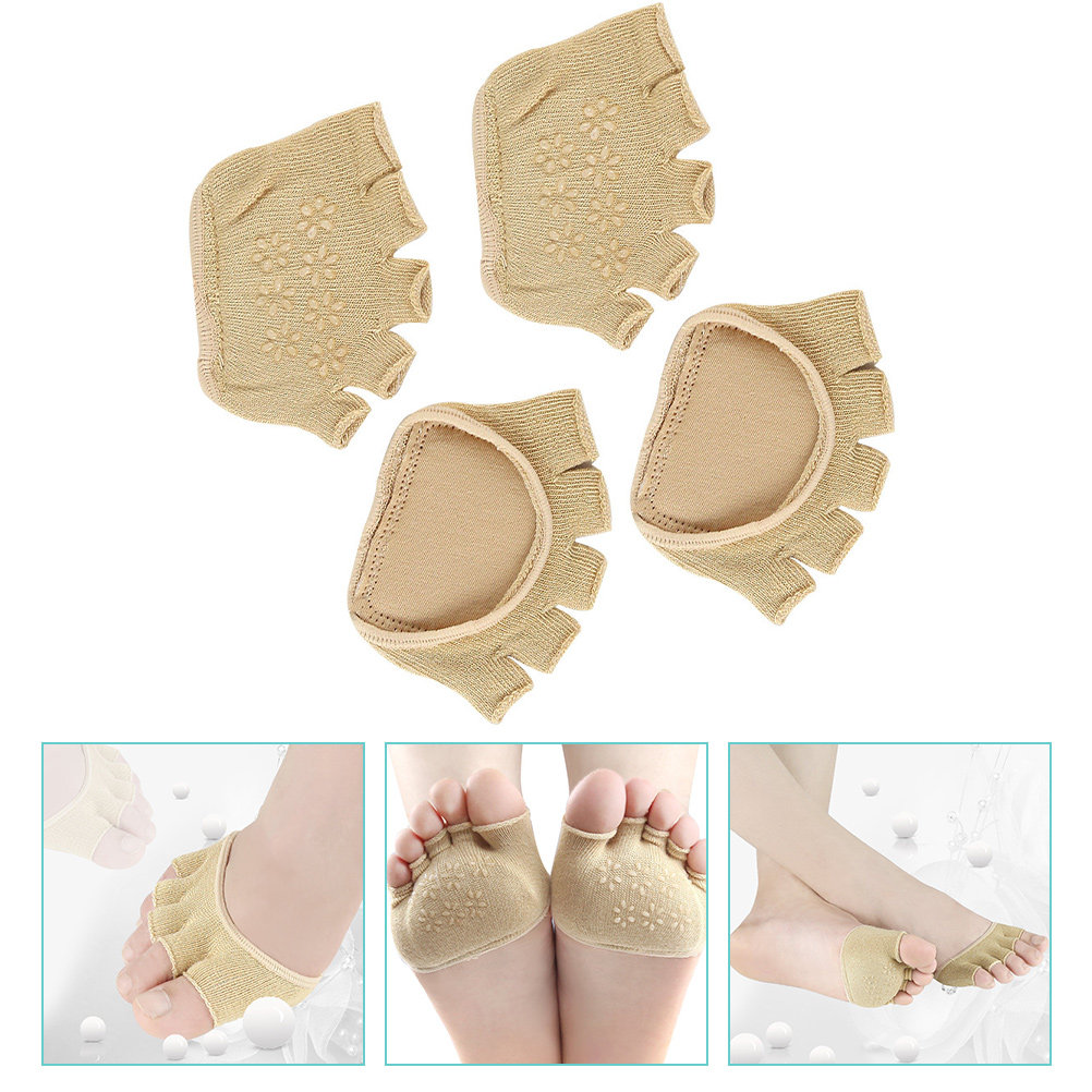 Grip Sock Yoga - 2Pairs Cotton Toeless Yoga Socks Non-Slip
