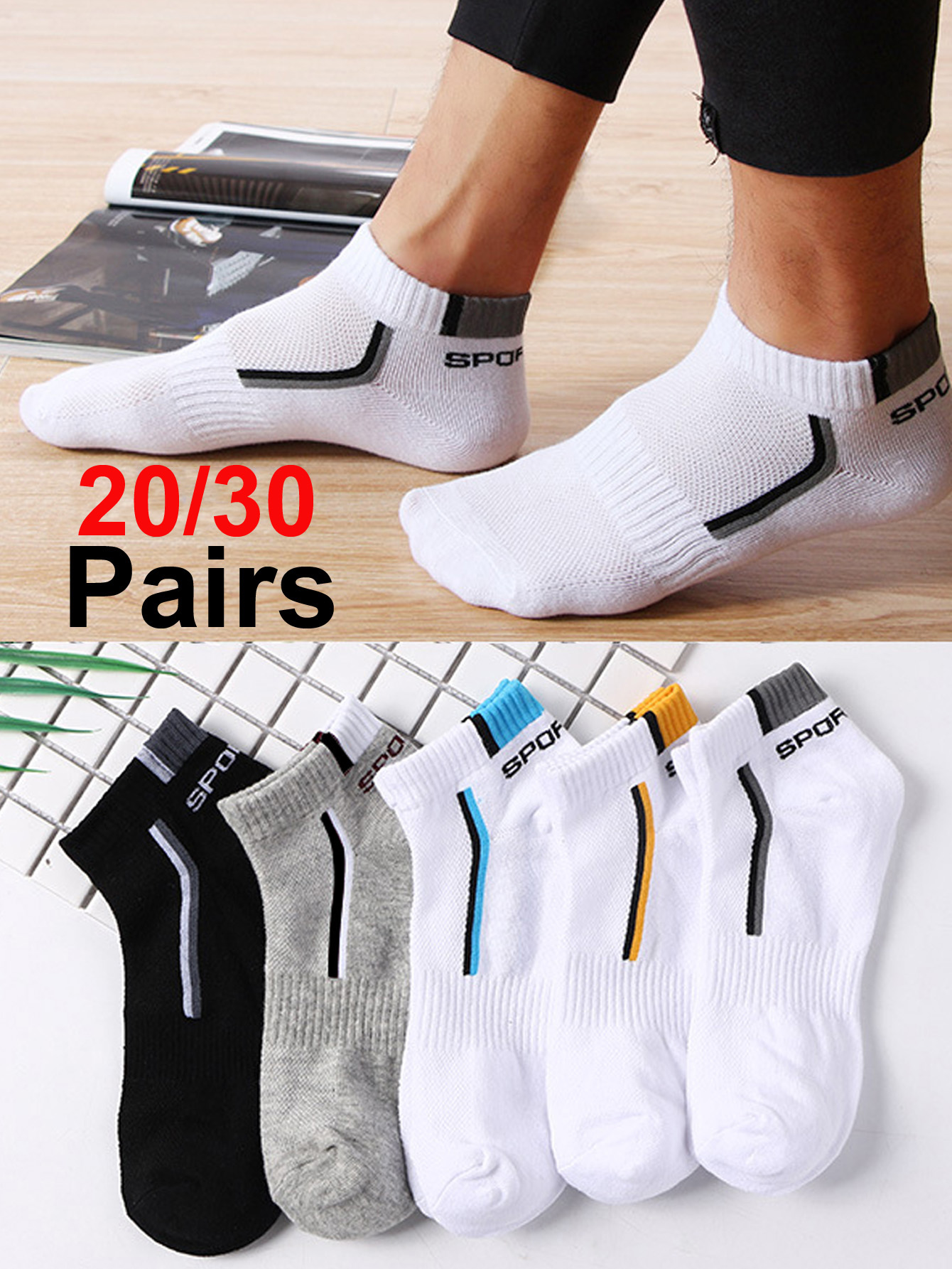 30pairs Men's Fashion Cotton B - Ankle Sock Low Cut recensione e prezzo