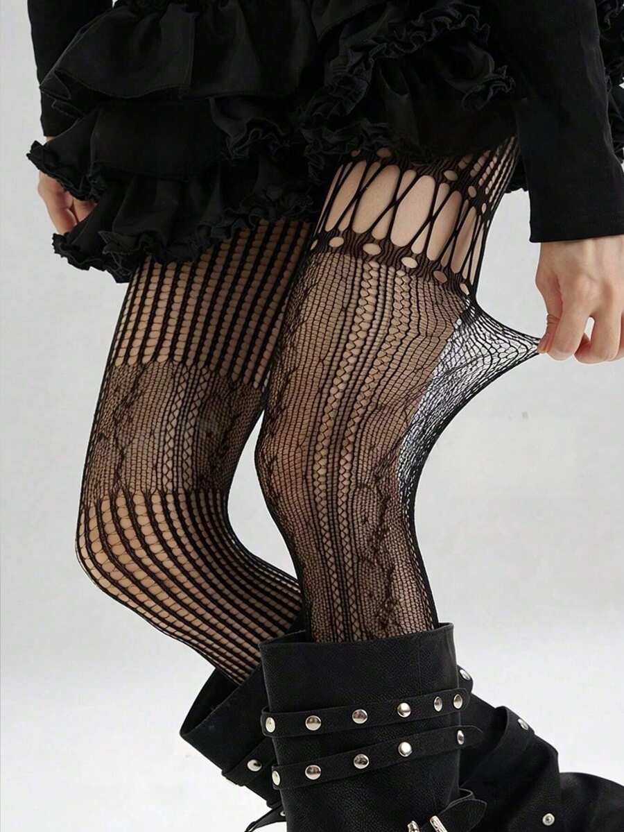 1pc Asymmetric Hollow Fishnet  - Fishnet Stocking Women recensione e prezzo
