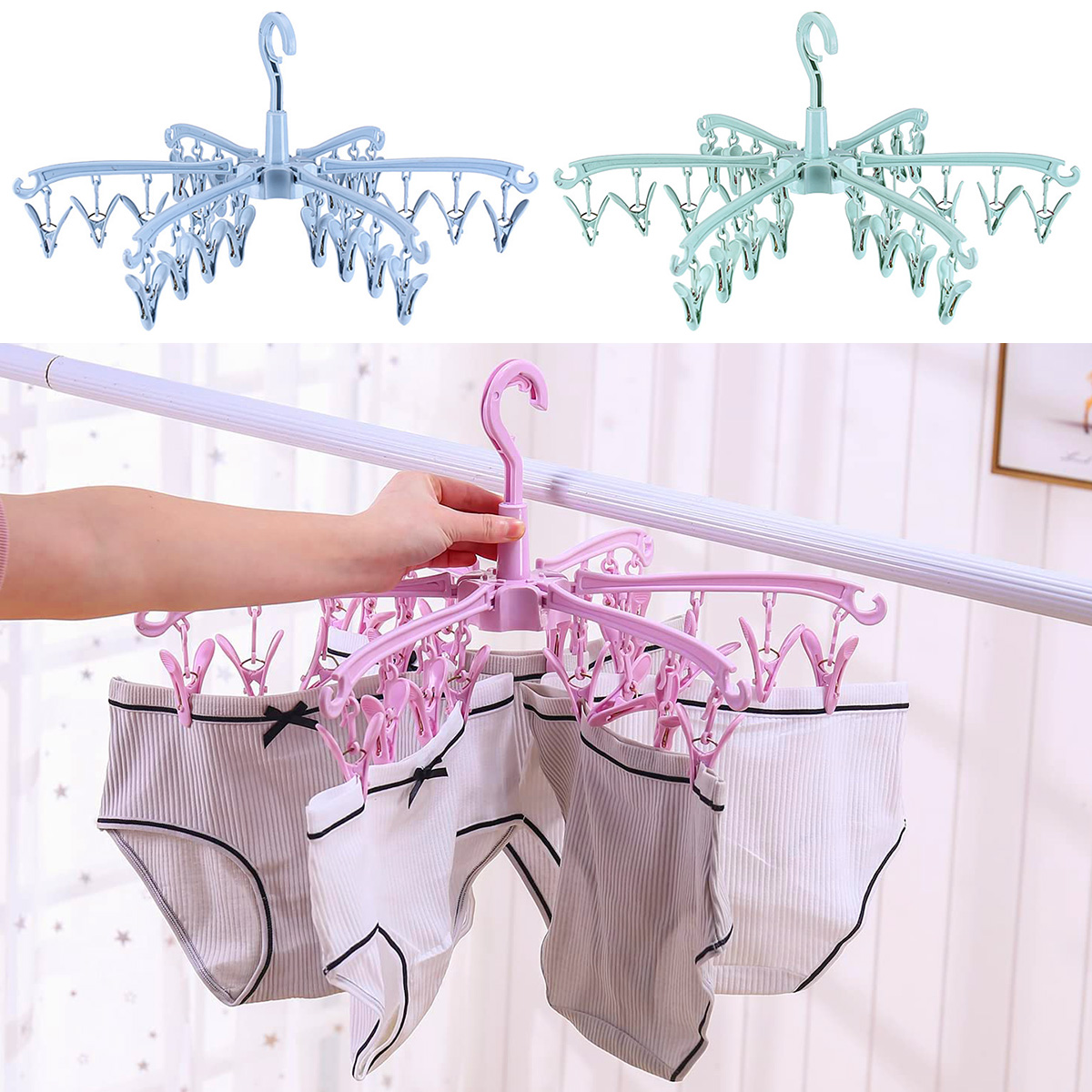 24 Clips Folding Clothes Dryer - Sock Organizer Tray recensione e prezzo