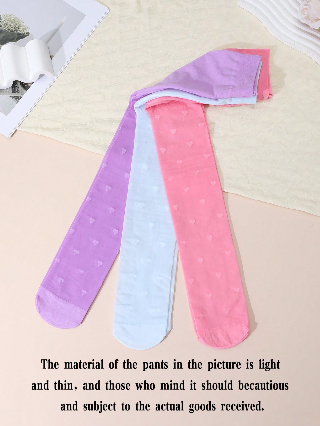3Pcs Girls Heart Print Tights  - Tights Pantyhose Sheer recensione e prezzo