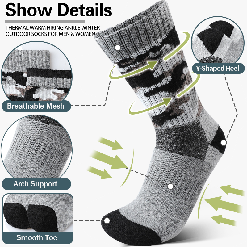 4Pairs Thick Gray Camouflage S - Wool Hiking Sock recensione e prezzo