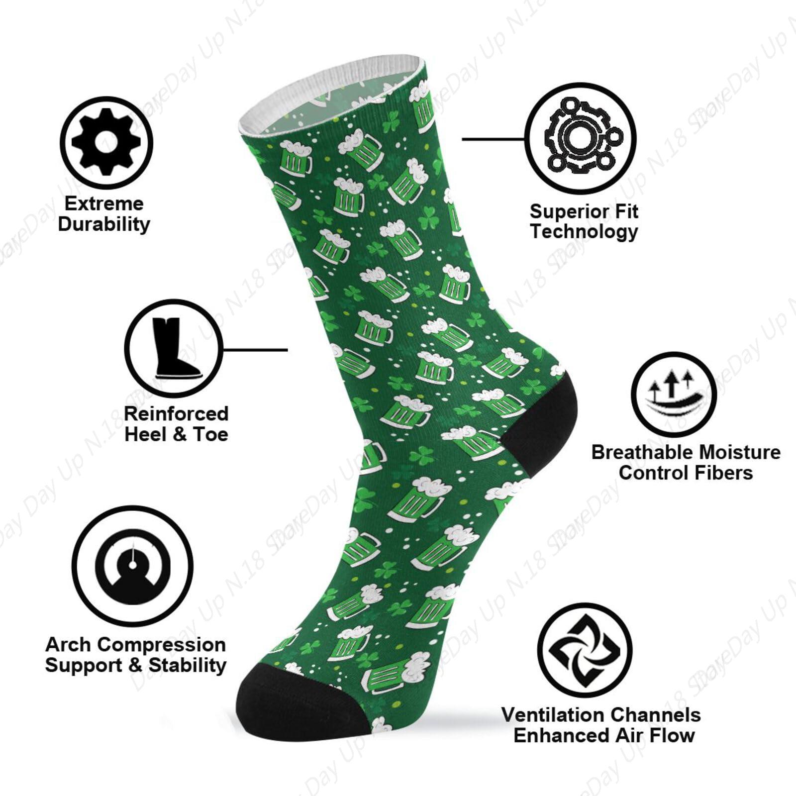 Green Clover Leaf Beer St. Pat - Cotton Crew Sock Pack recensione e prezzo