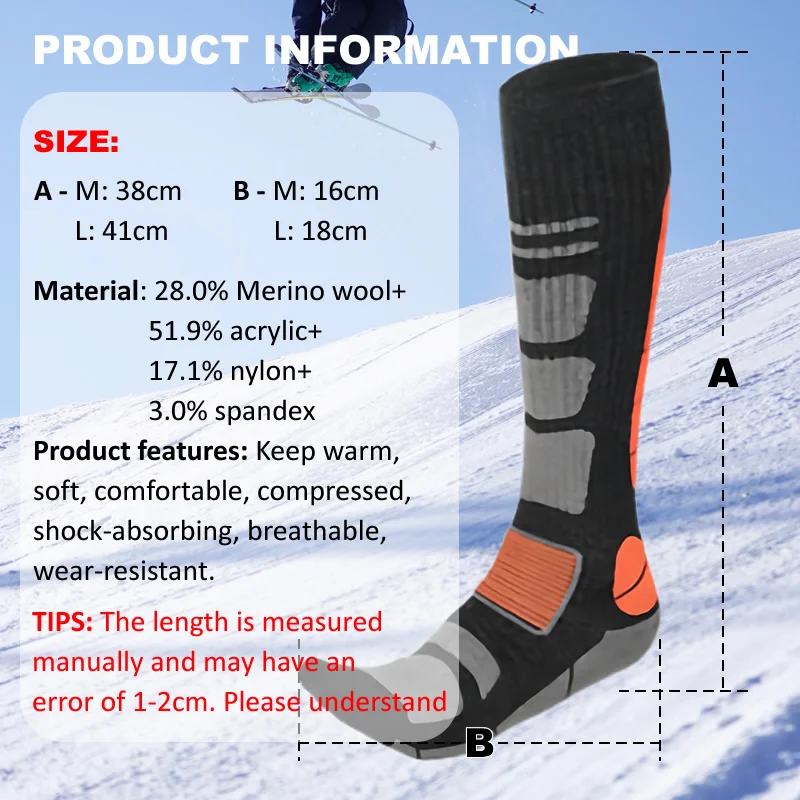 1 Pair Merino Wool Ski Socks M - Thermal Sock Winter recensione e prezzo