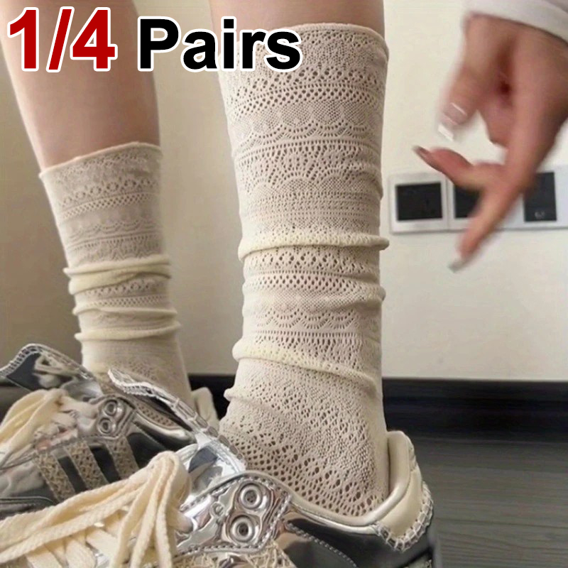1/4 Pairs Women Lace Trimmed K - Knee High Sock Women recensione e prezzo