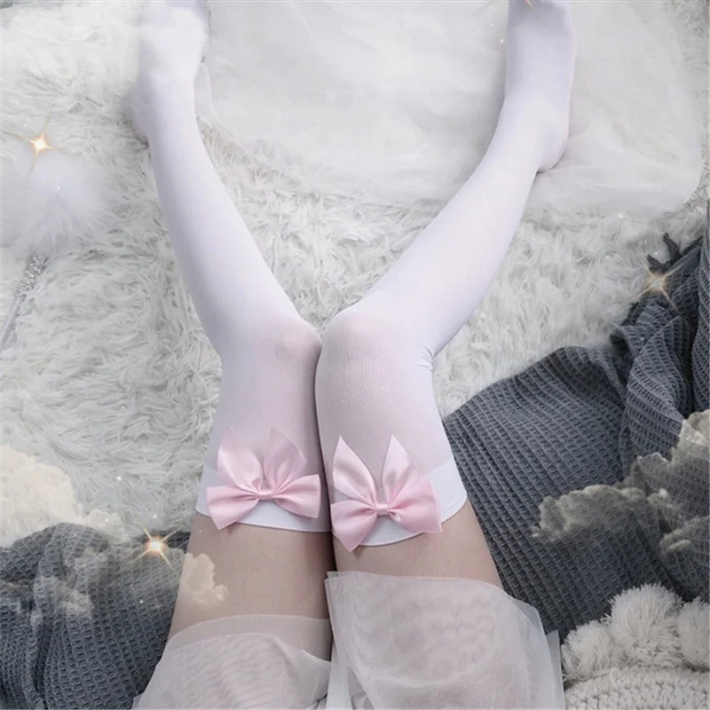 Sexy Women's Hosiery Pink Bow  - Thigh High Sock Stay Up recensione e prezzo