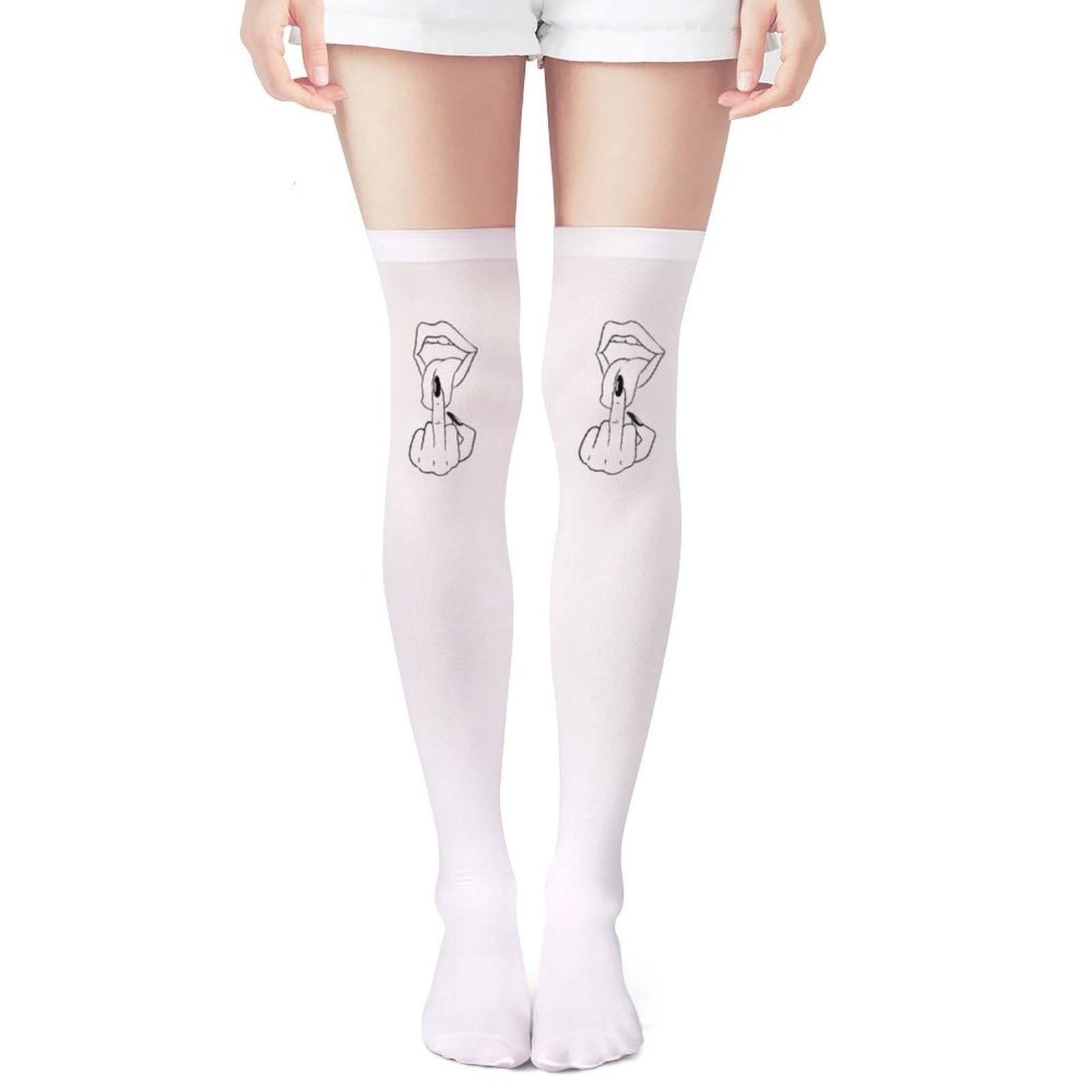 Ladies' white middle finger, r - Knee High Sock Women recensione e prezzo