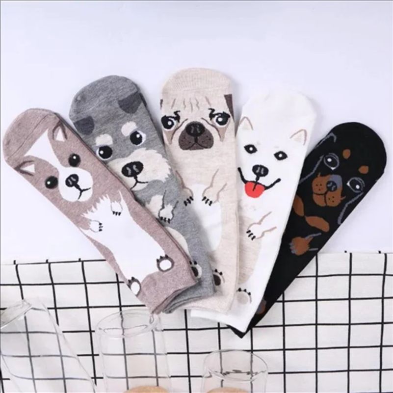 5 Pairs/pack Funny Cartoon Dog - Cotton Crew Sock Pack recensione e prezzo