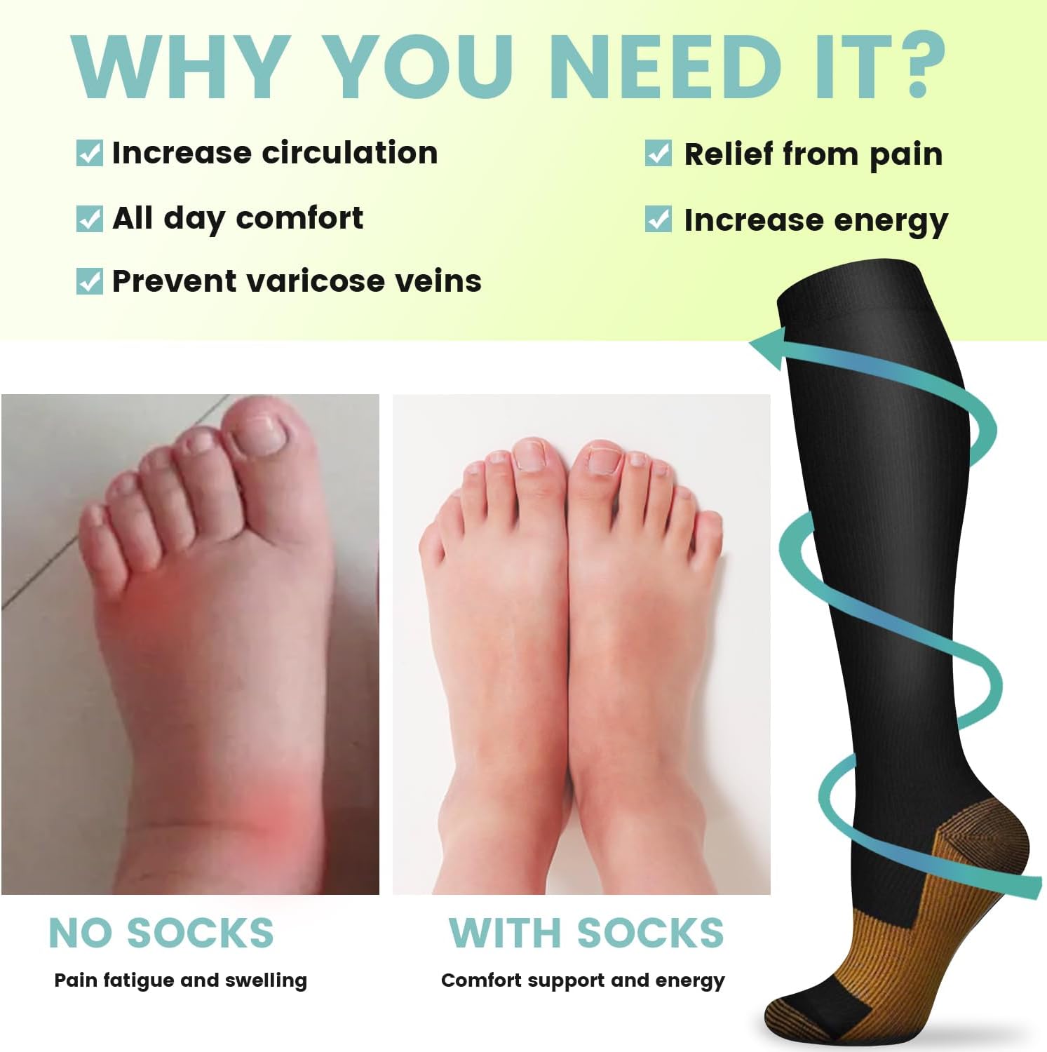 6 Pairs Solid Color Copper Com - Compression Sock Medical recensione e prezzo