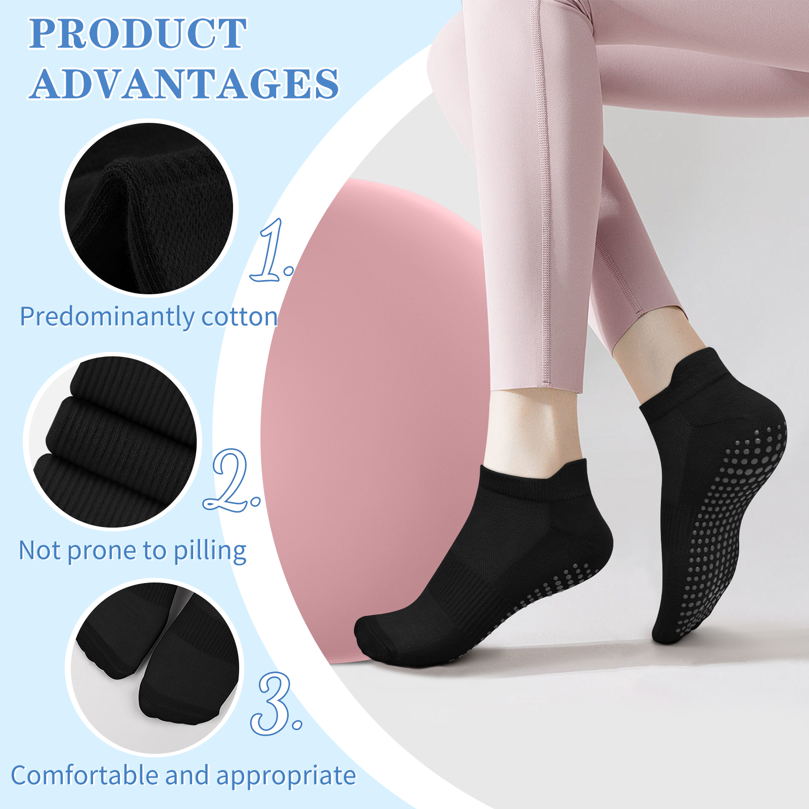 3 Pairs Yoga Socks Women Cotto - No Show Sock Women recensione e prezzo